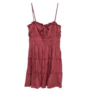 Trixxi Milkmaid Babydoll Tiered Mini Dress Size Medium Pink Spring Coquette